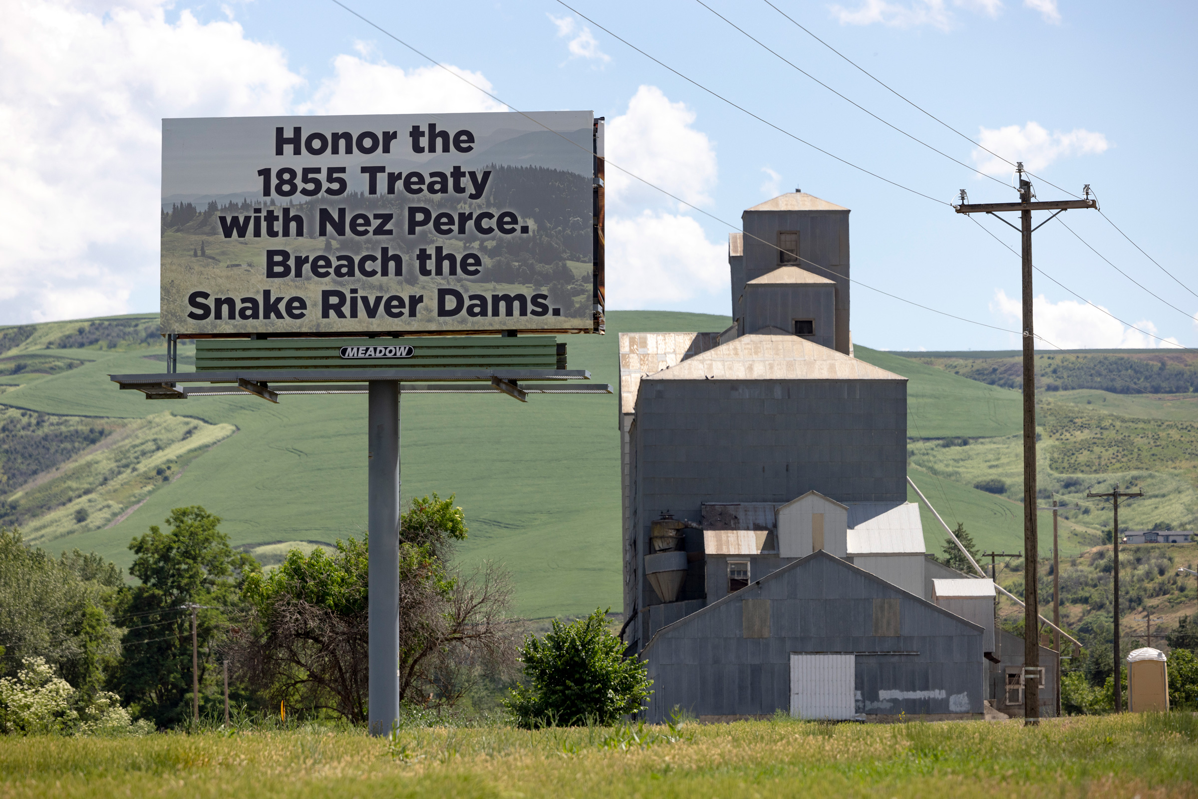 A billboard sits in Lapwai, Idaho on June 10, 2024.